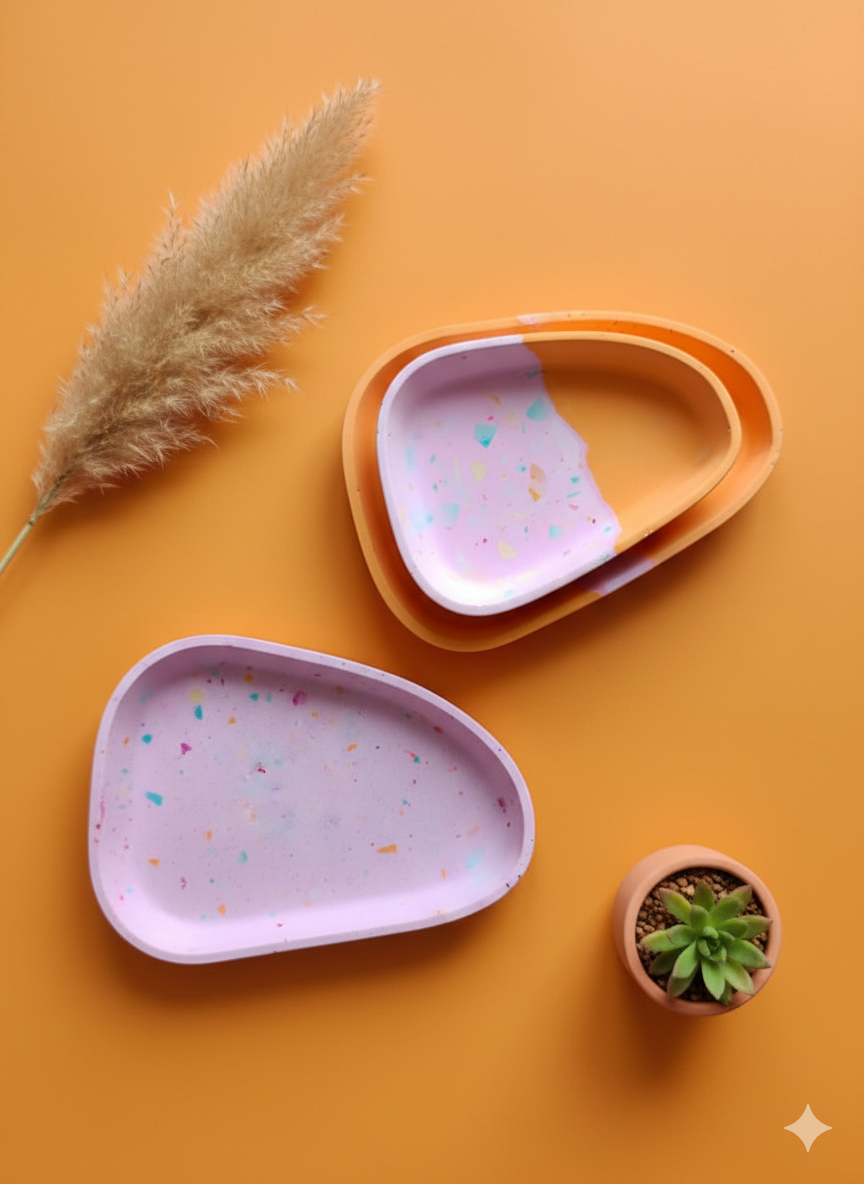 Gips-Tray "Bonbon Terrazzo" – Handgefertigtes Deko-Tablett (17cm)
