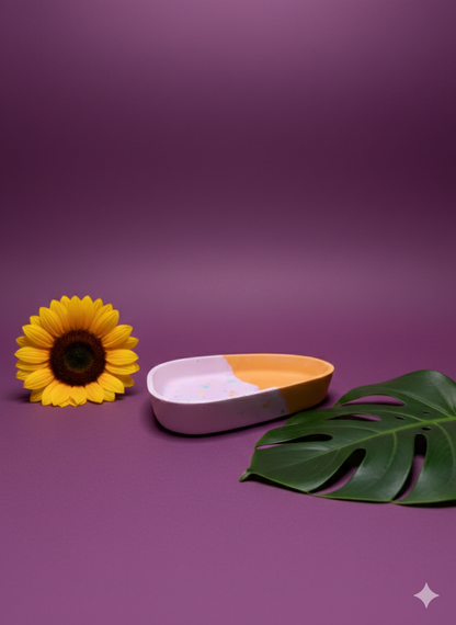 Kleines Gips-Tray "Bonbon Terrazzo" – Filigrane Schmuckablage (14cm)