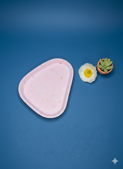 Großes ovales Gips-Tray "Bonbon" – Handgefertigtes Tablett im Terrazzo-Look (20cm)