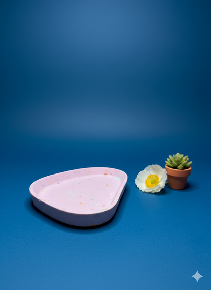 Großes ovales Gips-Tray "Bonbon" – Handgefertigtes Tablett im Terrazzo-Look (20cm)