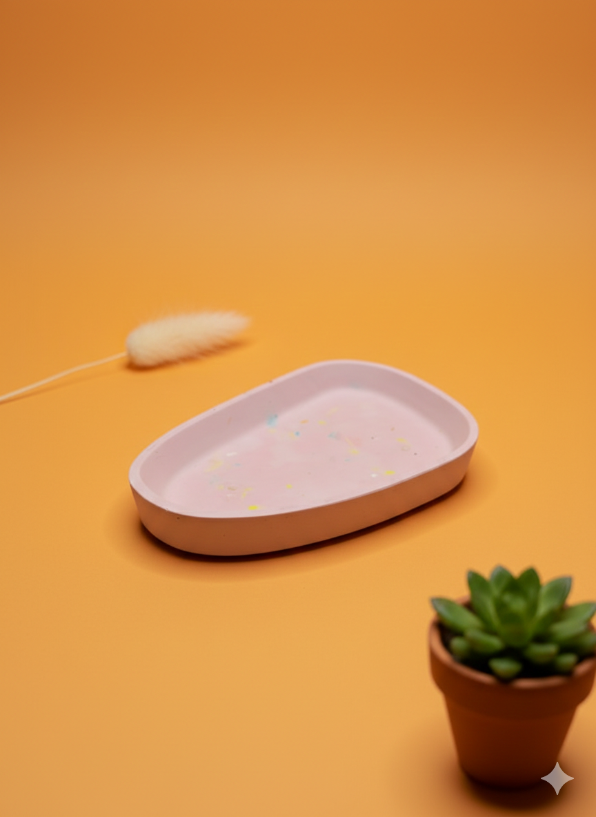 Gips-Tray "Bonbon Terrazzo" – Handgefertigtes Deko-Tablett (17cm)